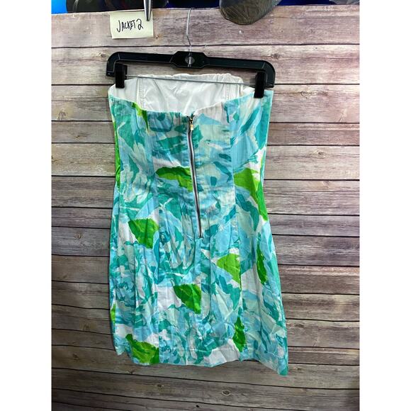 Lilly Pulitzer Tansy Poolside Blue Strapless Dress Size 6 Tropical - Picture 2 of 16